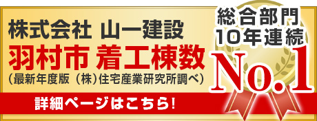 株式会社 山一建設が羽村市 着工棟数 総合部門No.1