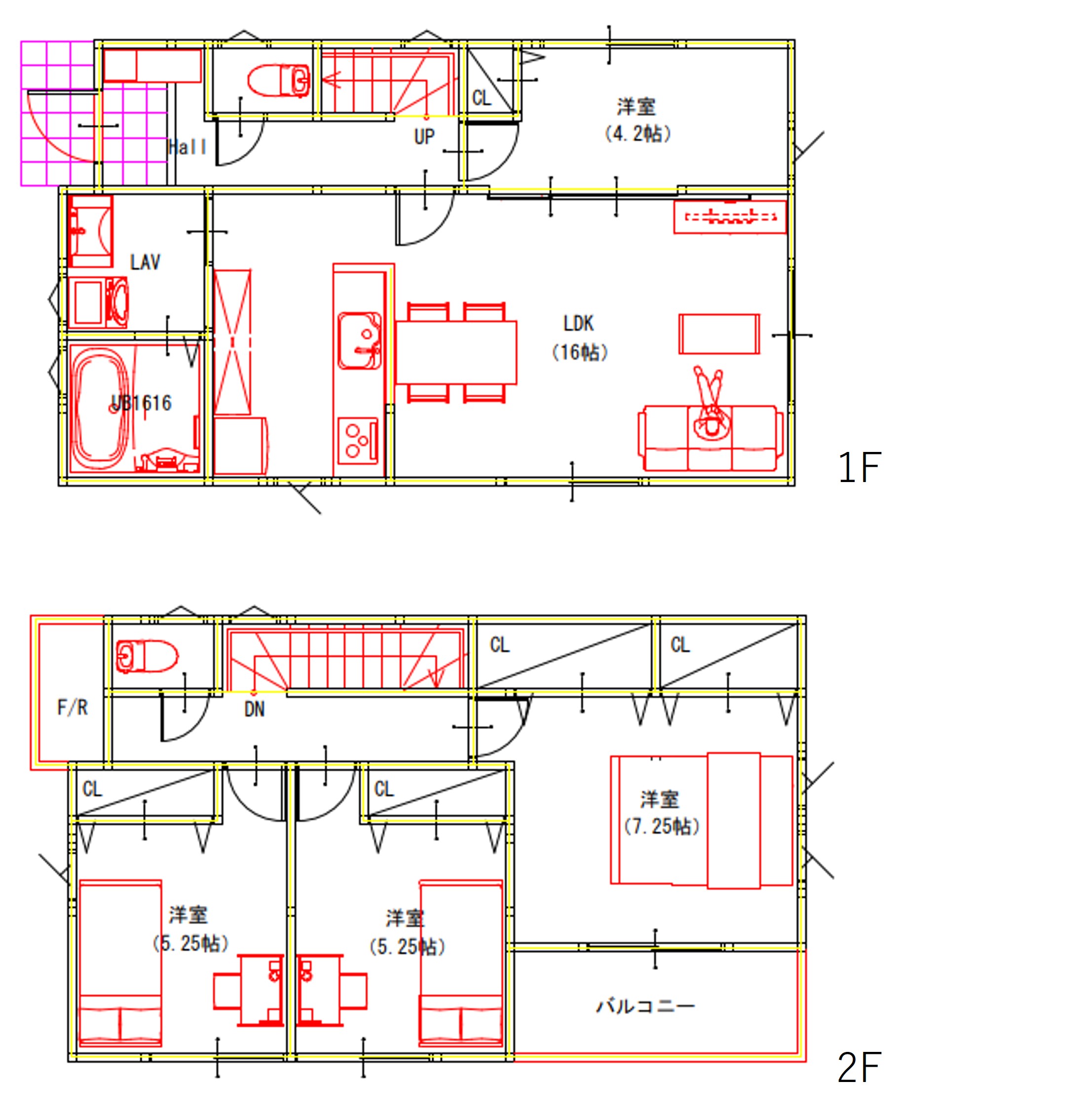 (建物プラン例)丁寧な打ち合わせにてヒアリングを行い、お客様のお好きな間取をプランニングいたします。